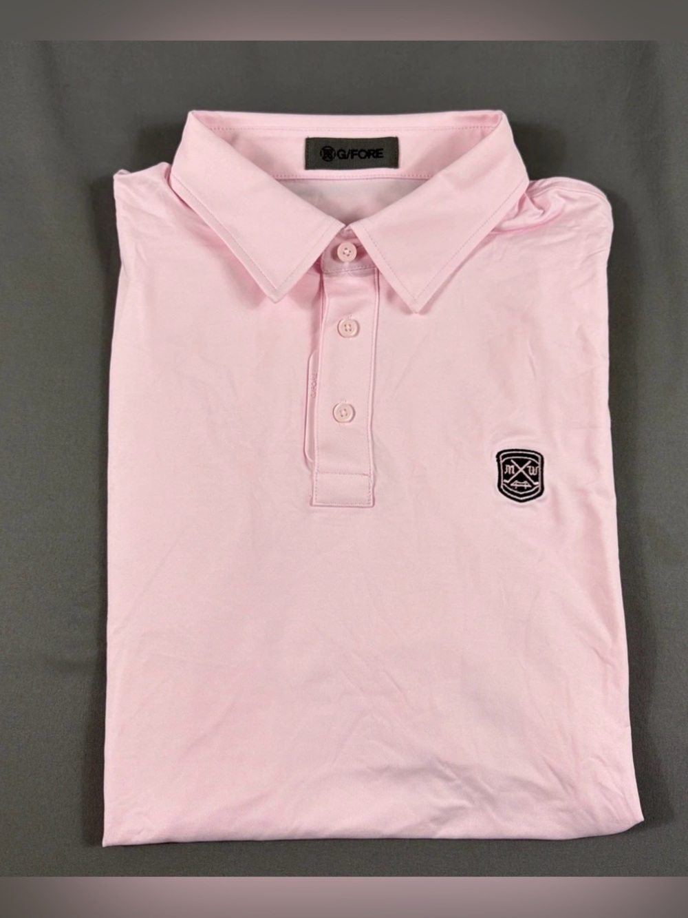 G/Fore G4 Golf Shirt Polo Chest Logo Large Pink Nylon Spandex NWT MSRP $120